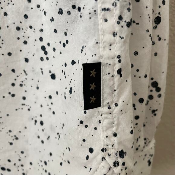 John Varvatos Shirt Mens XL White Black Paint Splatter Cotton Grunge Star USA - Picture 9 of 12